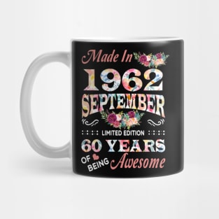 Made In 1962 September 60 Years Of Being Awesome Flowers Mug